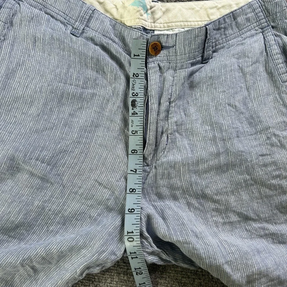 Tommy Bahama Shorts Mens 34 Blue Stripe Linen Chino Lightweight Casual 10 Inseam